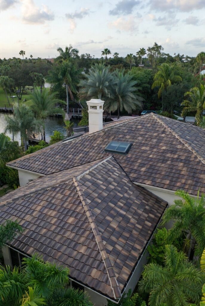 Completed tile roof project by Glades Roofing & Restoration in Naples Florida